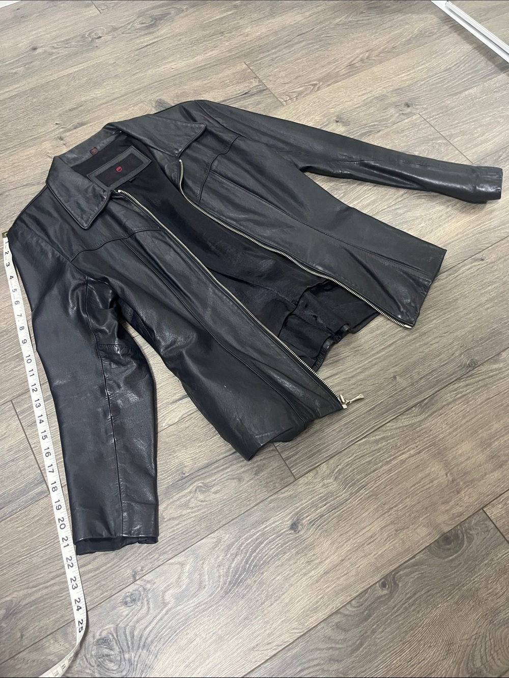 Guess Black Leather Zip-Up Collar Jacket